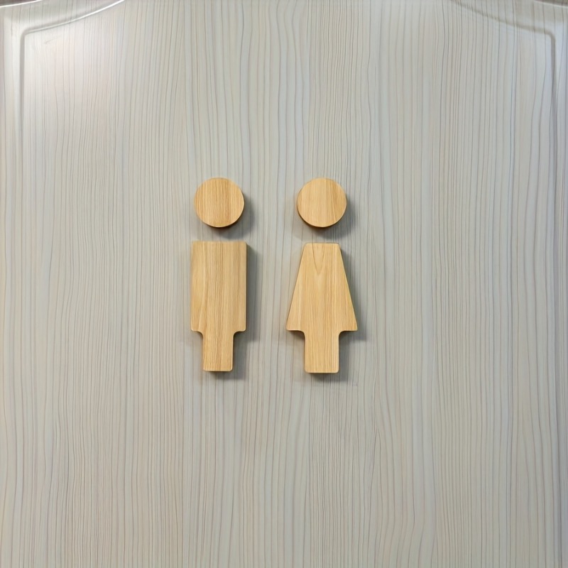 Home Bathroom Equipment - 2PCS Wooden Bathroom Sign for Men's