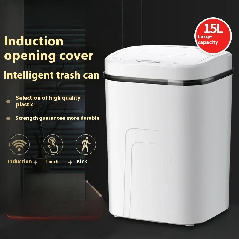 Home Bathroom Trash Can - 15L Smart Trash Can Automatic Sensor