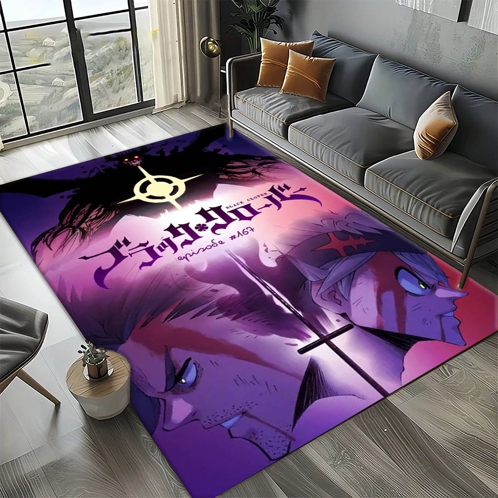 Home Bathroom Rugs - Cartoon Anime B-Black H-Hot Clover Carpet