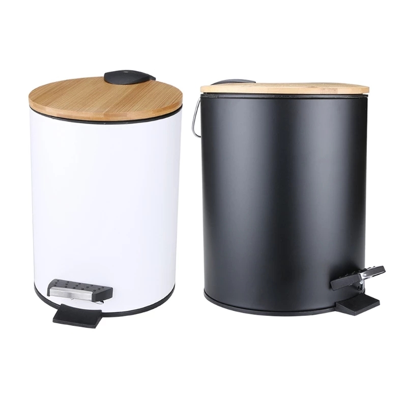 Home Bathroom Trash Can - 3/5L Gỗ Lật Bước Thùng Rác