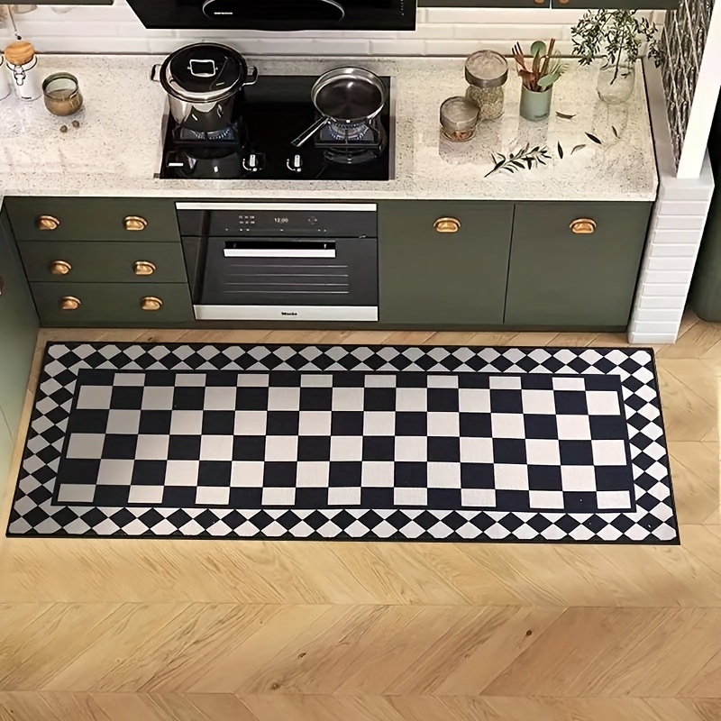 Home Bathroom Rugs - VIKAMA Black White Checkered Abstract Art