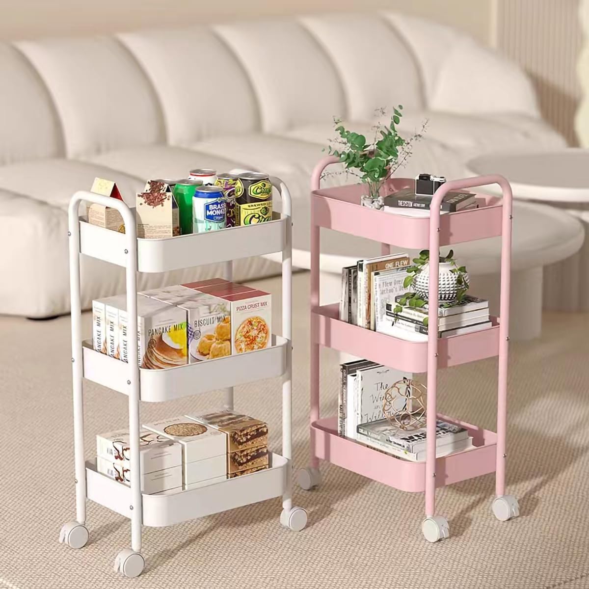 Home Bathroom Organizer - 3-Tier Rolling Storage Cart Heavy Duty
