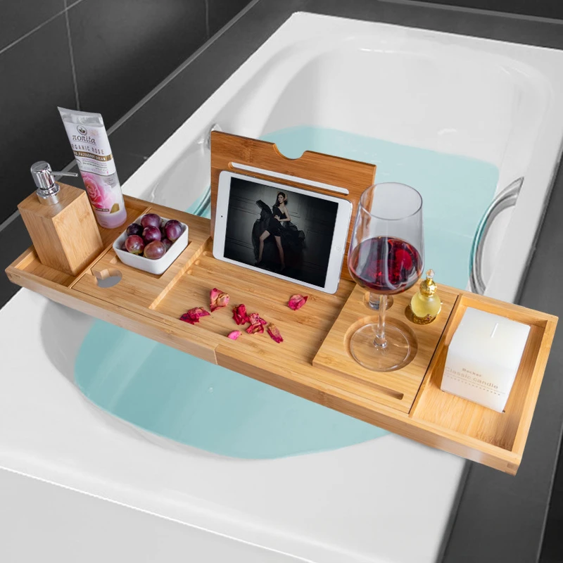 Extendable Spa Bathtub Bamboo  - đánh giá và giá Bath Caddy Tray