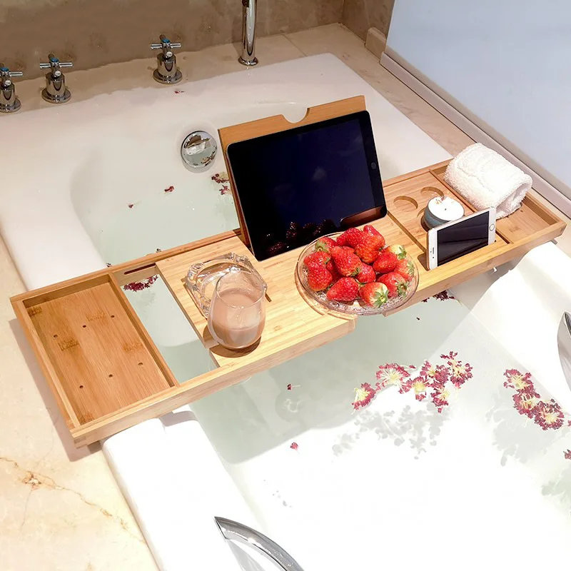 Extendable Spa Bathtub Bamboo  - đánh giá và giá Bath Caddy Tray