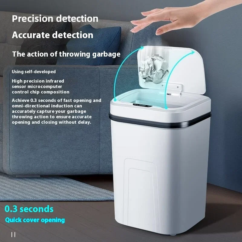 15L Smart Trash Can Automatic  - đánh giá và giá Home Bathroom Trash Can