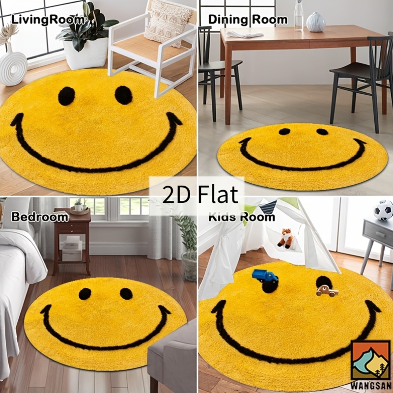 2D Round Flannel Rug Smiley Fa - đánh giá và giá Home Bathroom Rugs