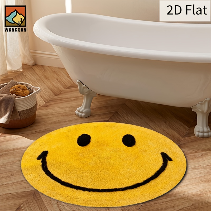 2D Round Flannel Rug Smiley Fa - đánh giá và giá Home Bathroom Rugs