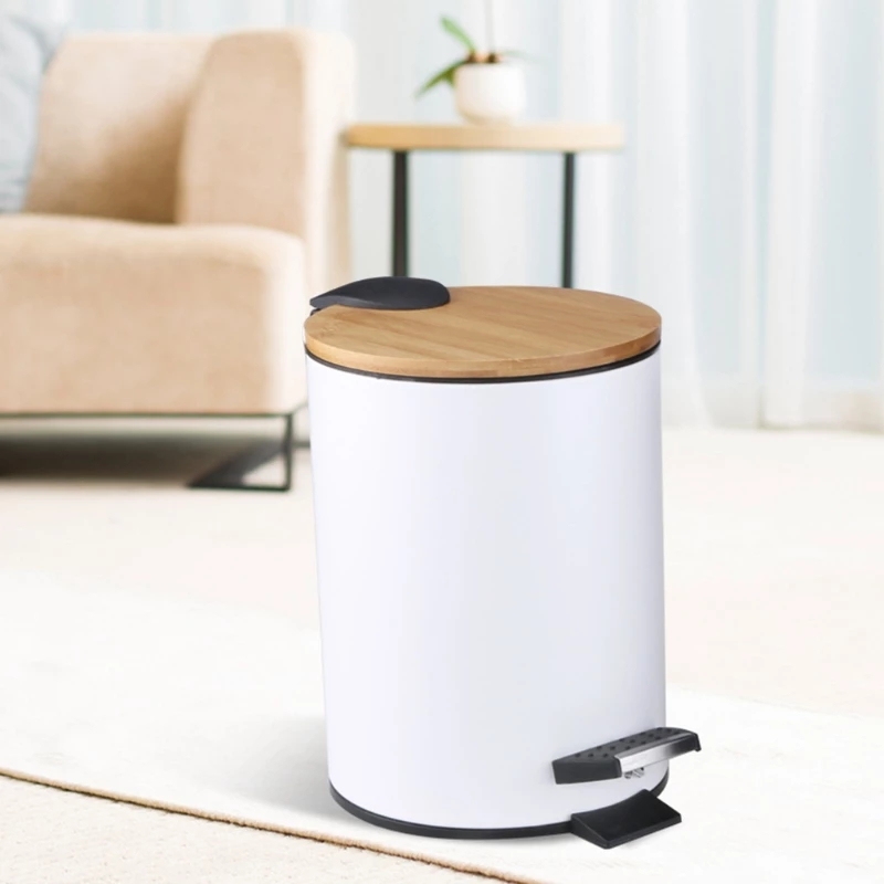 3/5L Gỗ Lật Bước Thùng Rác Có  - đánh giá và giá Home Bathroom Trash Can