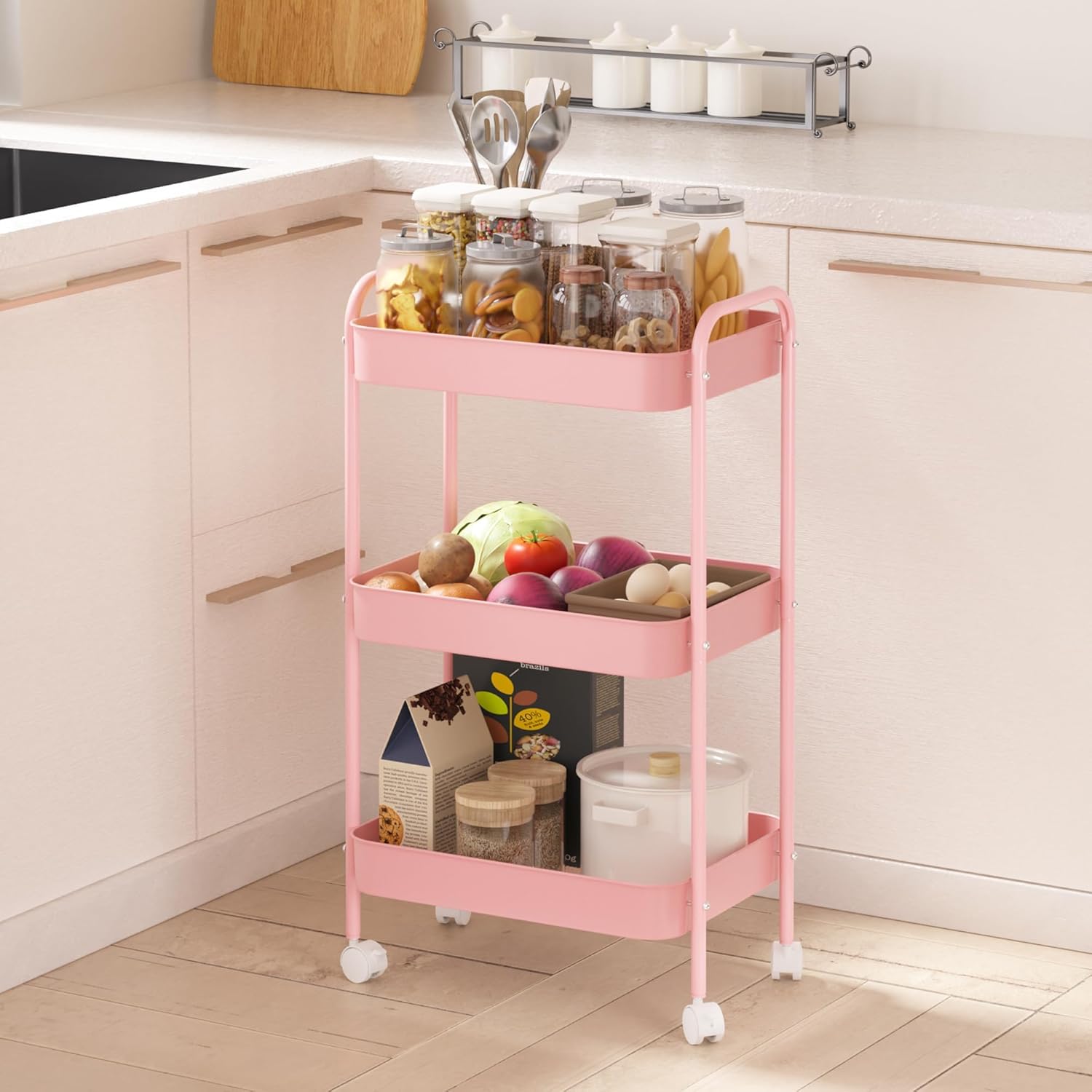 3-Tier Rolling Storage Cart He - đánh giá và giá Home Bathroom Organizer