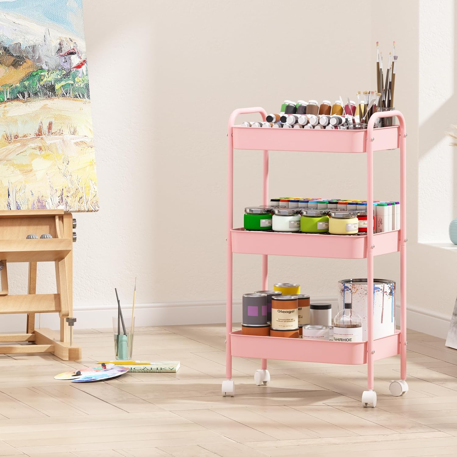 3-Tier Rolling Storage Cart He - đánh giá và giá Home Bathroom Organizer