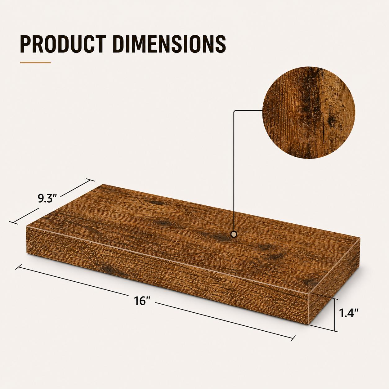 2Pcs Rustic Wood Floating Shel - đánh giá và giá Home Bathroom Organizer