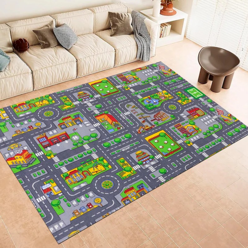 Cartoon City Street Traffic Ma - đánh giá và giá Home Bathroom Layout