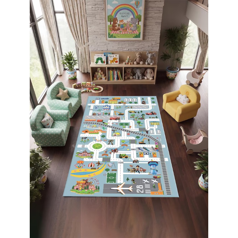 Cartoon City Street Traffic Ma - đánh giá và giá Home Bathroom Layout