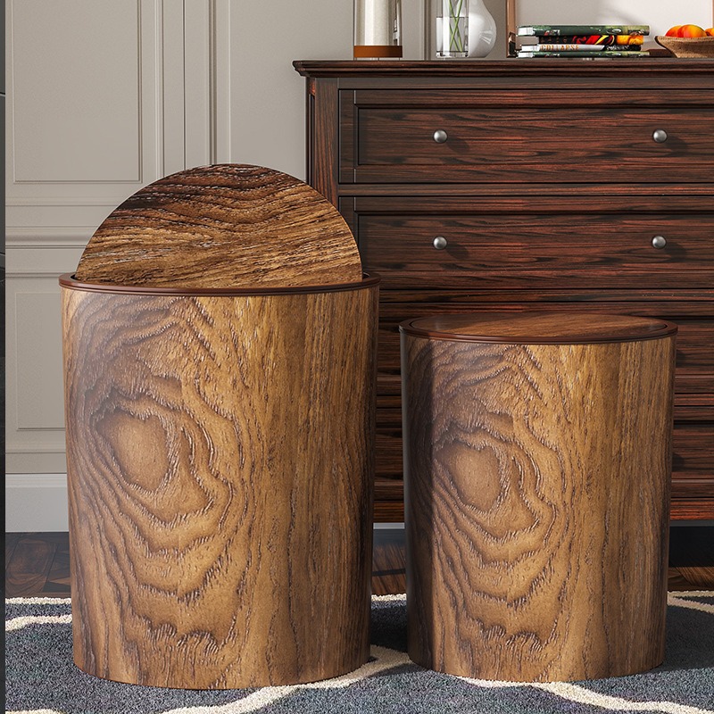 Vintage Wood Grain Trash Can,  - đánh giá và giá Home Bathroom Trash Can