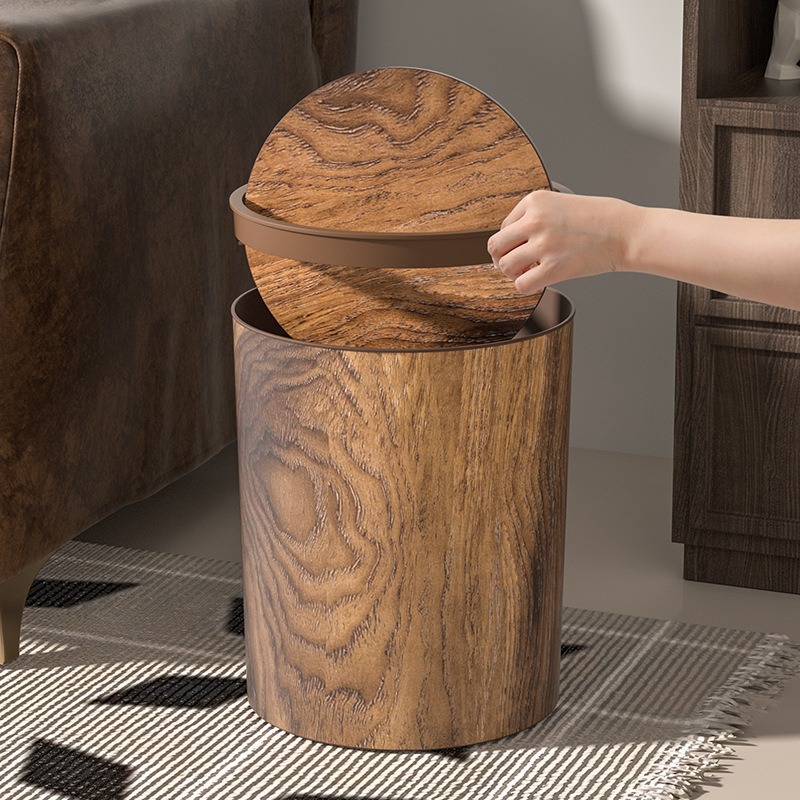 Vintage Wood Grain Trash Can,  - đánh giá và giá Home Bathroom Trash Can