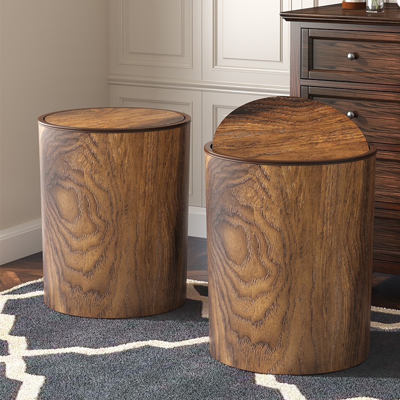 Vintage Wood Grain Trash Can,  - đánh giá và giá Home Bathroom Trash Can