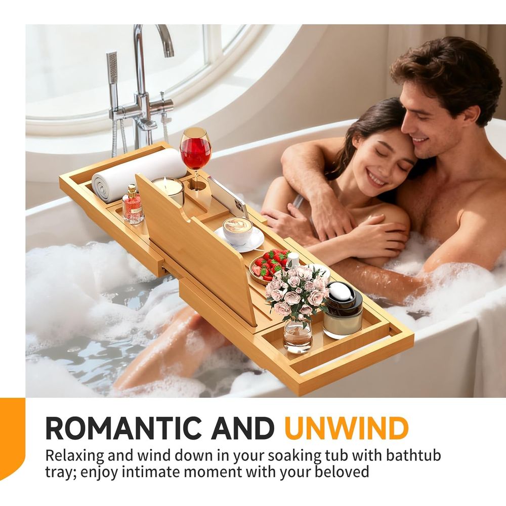 Elegant Bamboo Bath Caddy with - đánh giá và giá Bath Caddy Tray